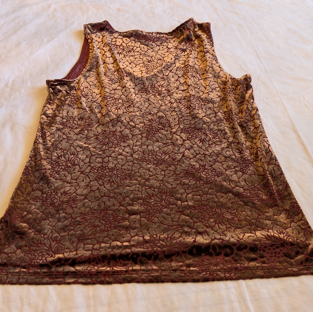 Finn & Grace Velvet Burnout Tank Top/Sleeveless Blouse Size Small - Picture 3 of 9